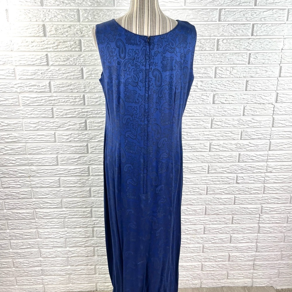 Vtg Sarah Elizabeth Royal Blue & Black Embroidered Beaded Dress Jacket Set Sz 12 - Picture 8 of 9
